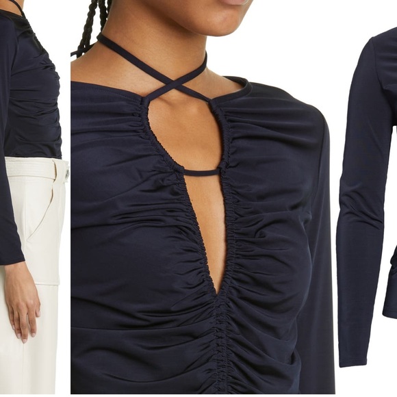 1 hour sale. Veronica Beard, Roque Ruched Tie back top, STUNNING - Picture 2 of 3